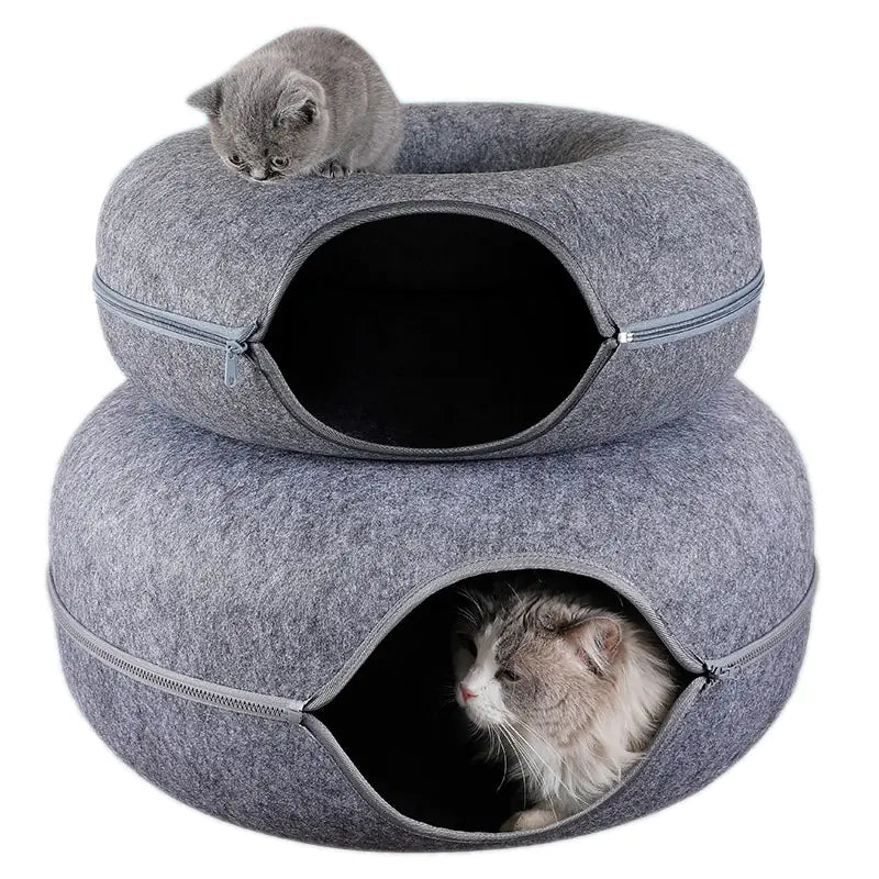 Lit Donut pour Chat et Tunnel Interactif de Jeux