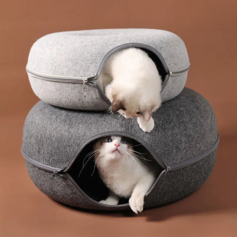 Lit Donut pour Chat et Tunnel Interactif de Jeux