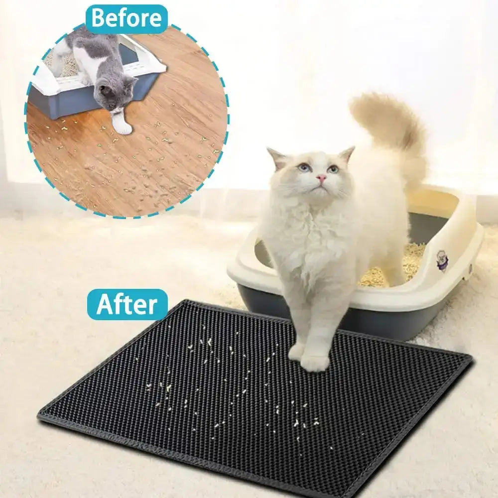 Tapis de litière pour chat à double couche