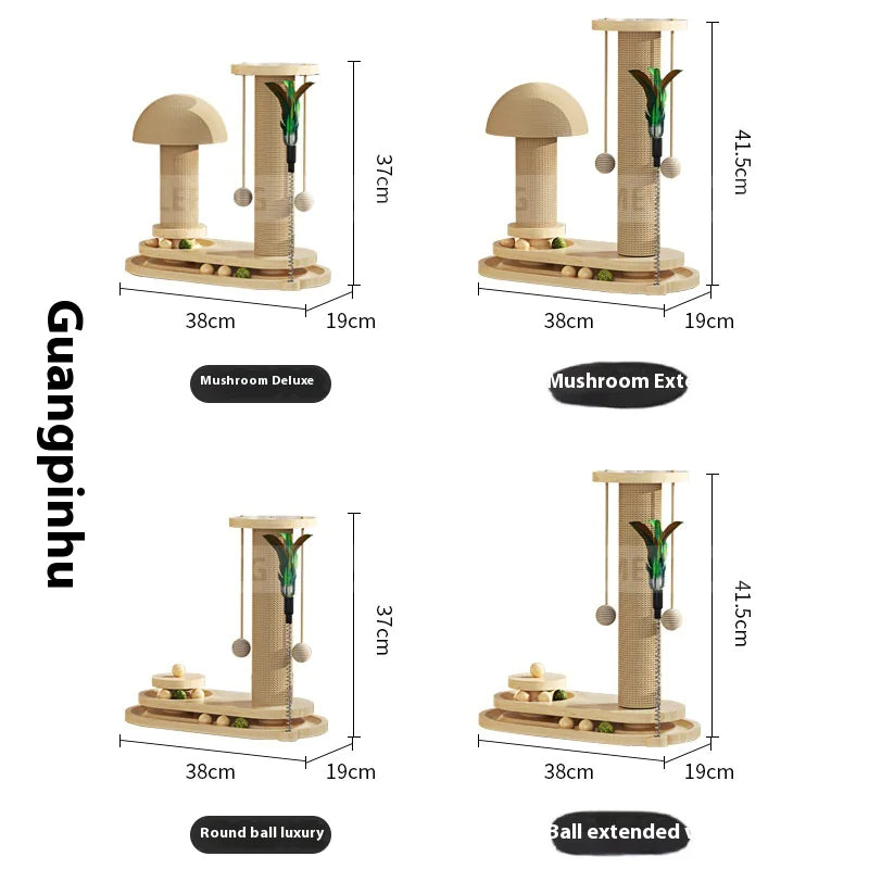 Ensemble de Jouets et Griffoir en Bois Massif pour Chat