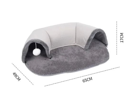 Nid de Chat Tunnel en Peluche pour Automne et Hiver