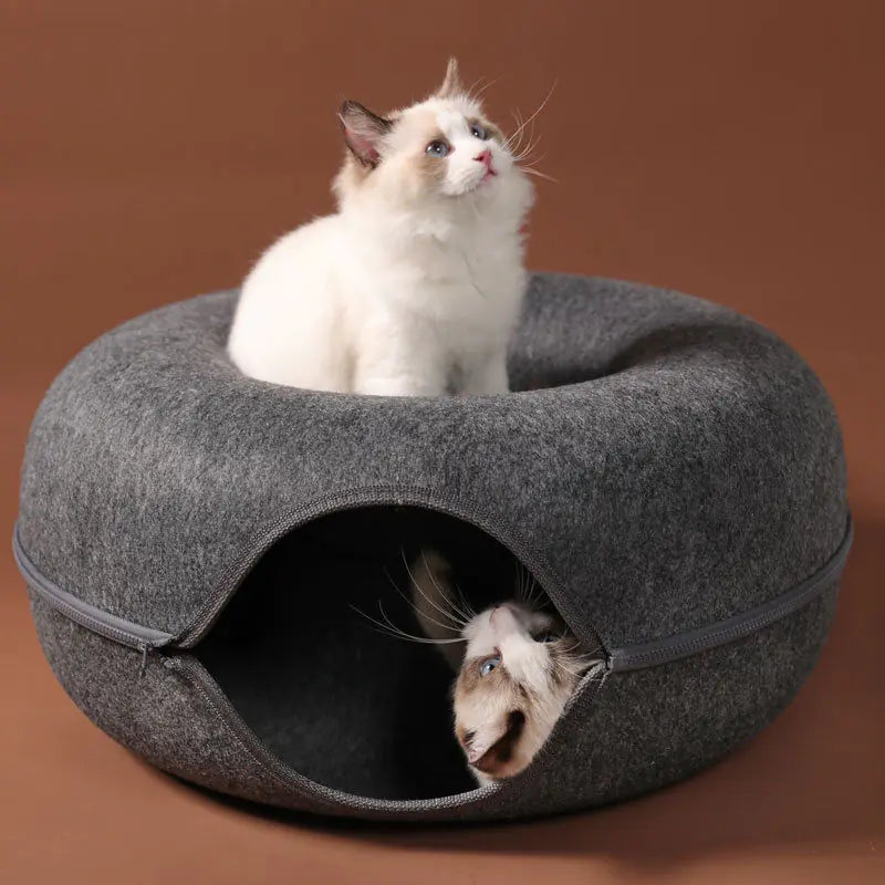 Lit Donut pour Chat et Tunnel Interactif de Jeux