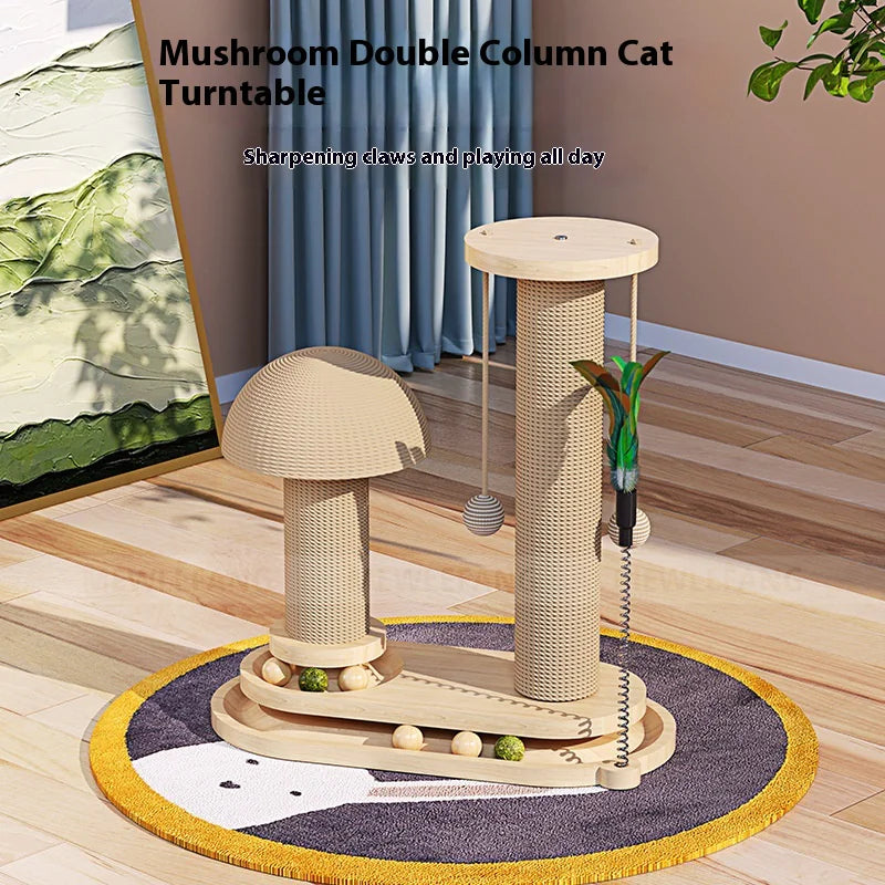 Ensemble de Jouets et Griffoir en Bois Massif pour Chat